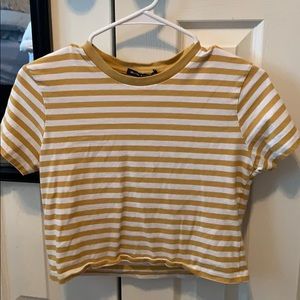 Brandy Melville Yellow White striped tee